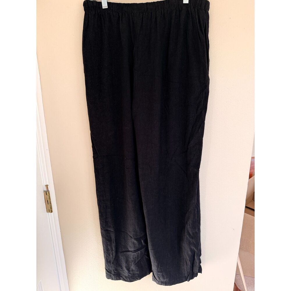 LILLUSORY Black Linen Blend Wide Leg Pants - Size XL - Picture 3 of 10